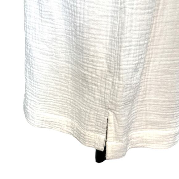 Monrow Gauze Cotton Henley Halter Collared Button Sleeveless Dress White Small - Picture 10 of 14